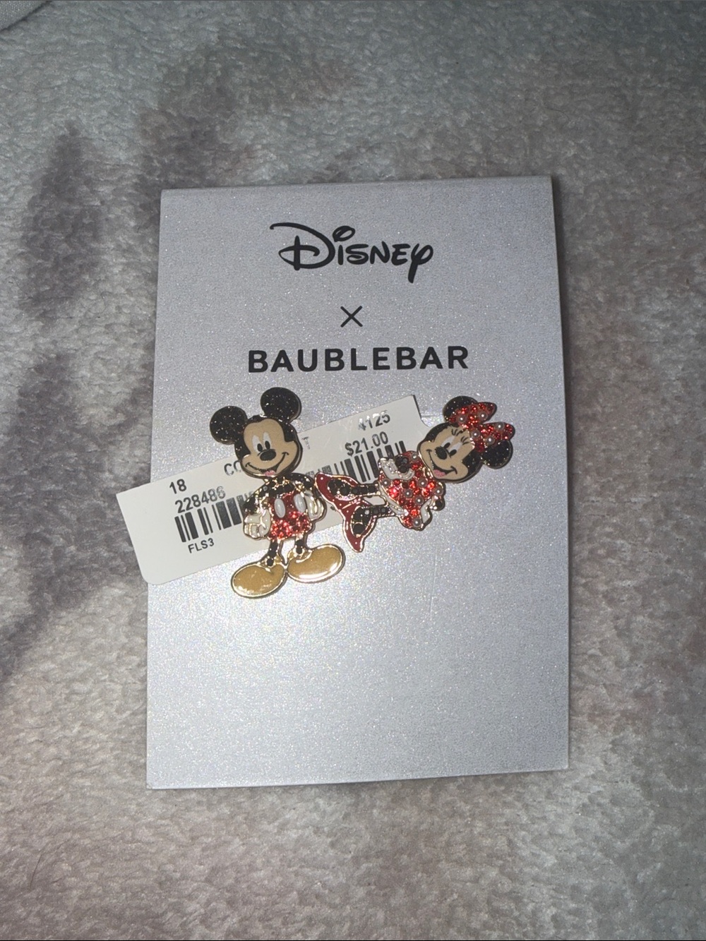 Disney Minnie & Mickey Red and Gold Glitter Character Earrings